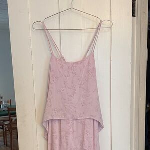 Mustard Seed Light Pink Marble-Print High-Low Slip Dress